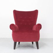 Artifort velvet red lounge chair by Theo Ruth, 1950's