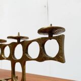 Brutalist metal candlestick from the mid-century by Heinz Goll