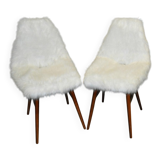 Set of 2 white Erika chairs with wooden legs by Judit Burján for SZKIV, 1959