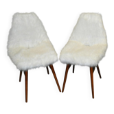 Set of 2 white Erika chairs with wooden legs by Judit Burján for SZKIV, 1959