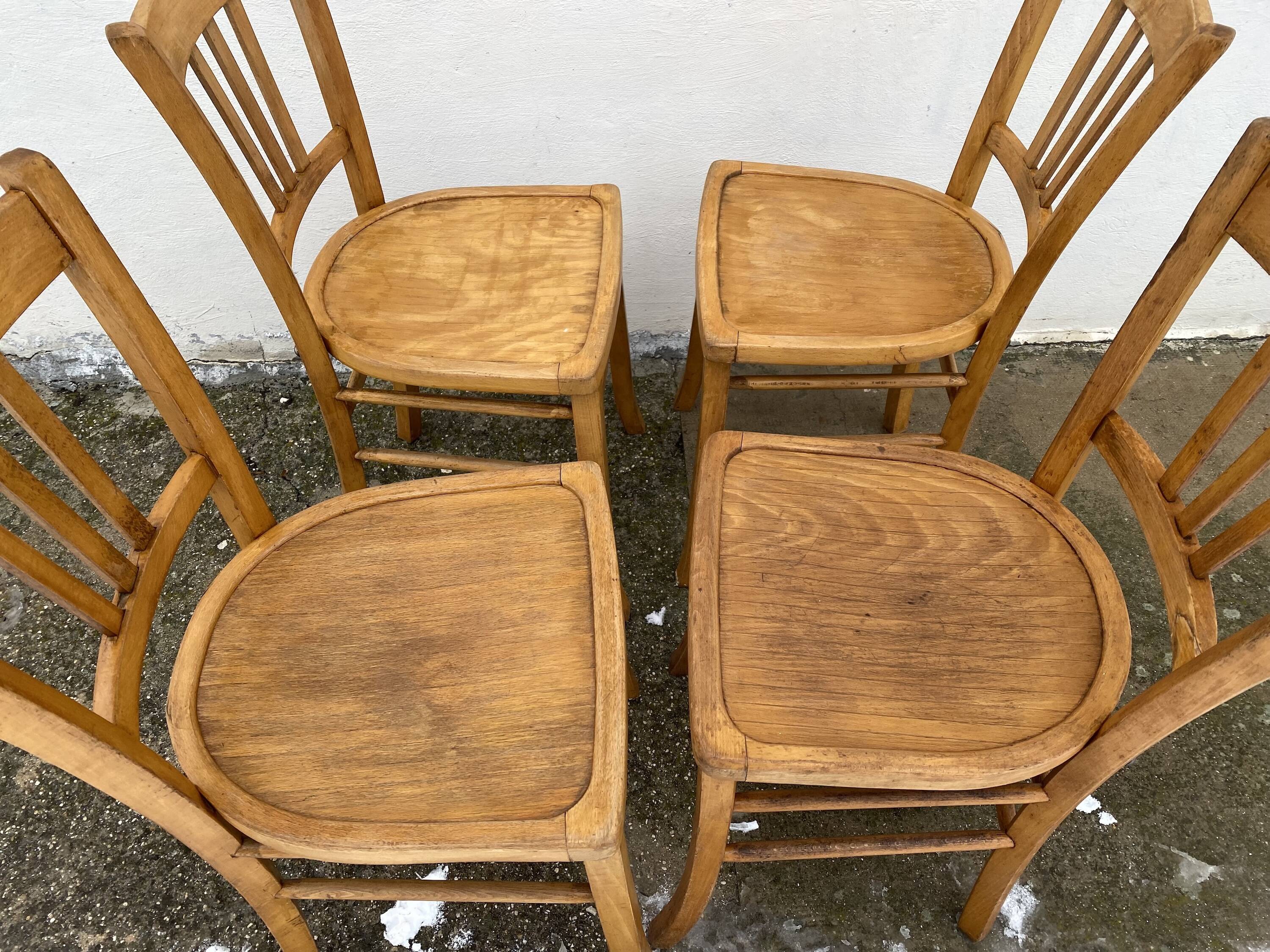 Série de 4 chaises bistro vintage 1949-50