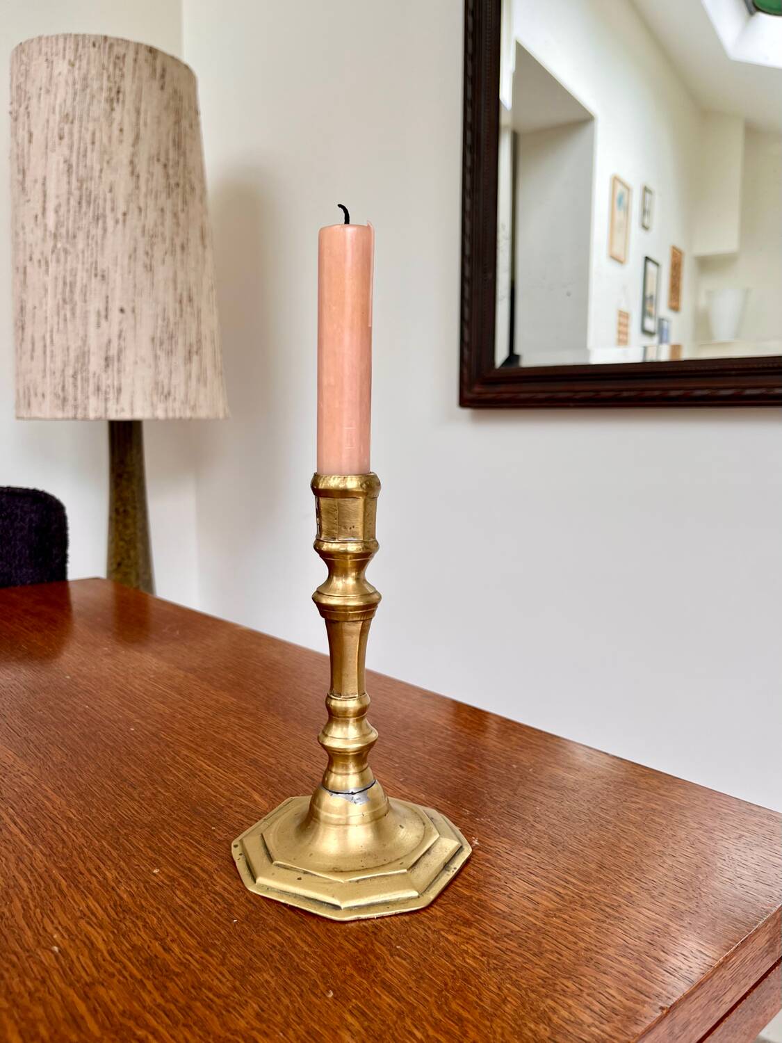 Vintage gold metal candlestick