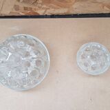 Pair old vase pique flowers molded glass made in france vintage