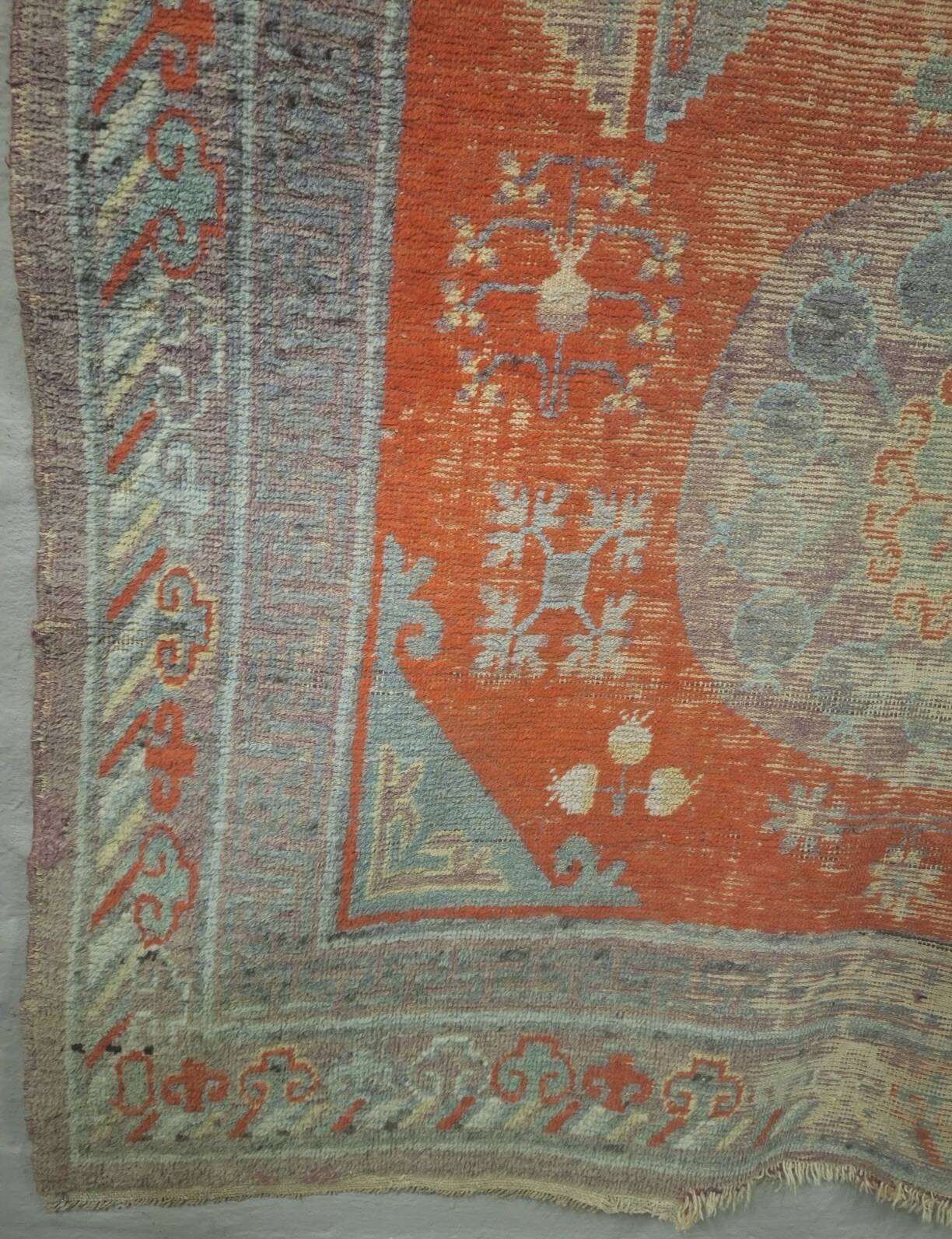 Antique Khotan rug Uyghur East Turkestan 1910