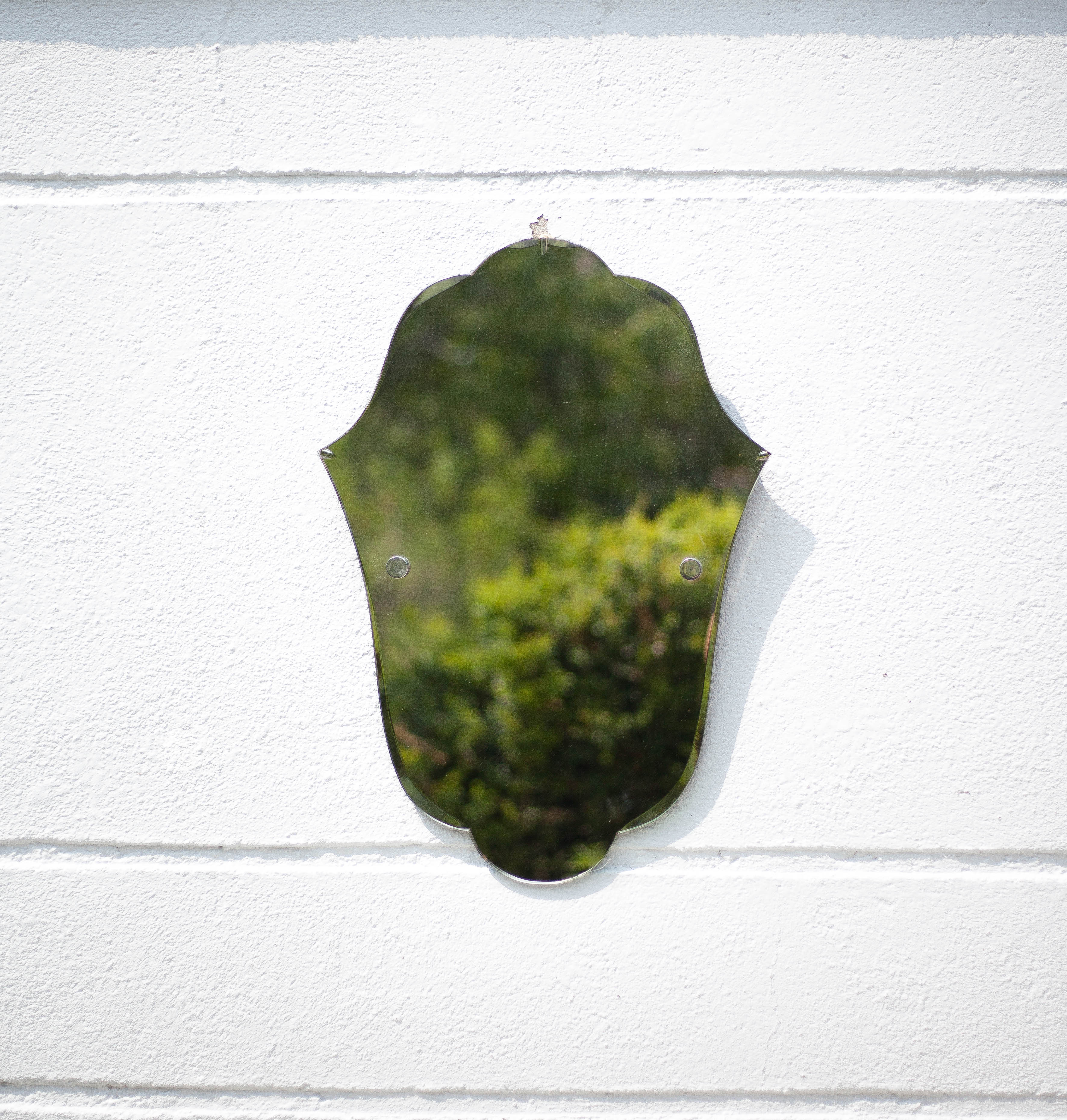 Art deco mirror, wall mirror, Fatma's hand shaped mirror, bevelled mirror