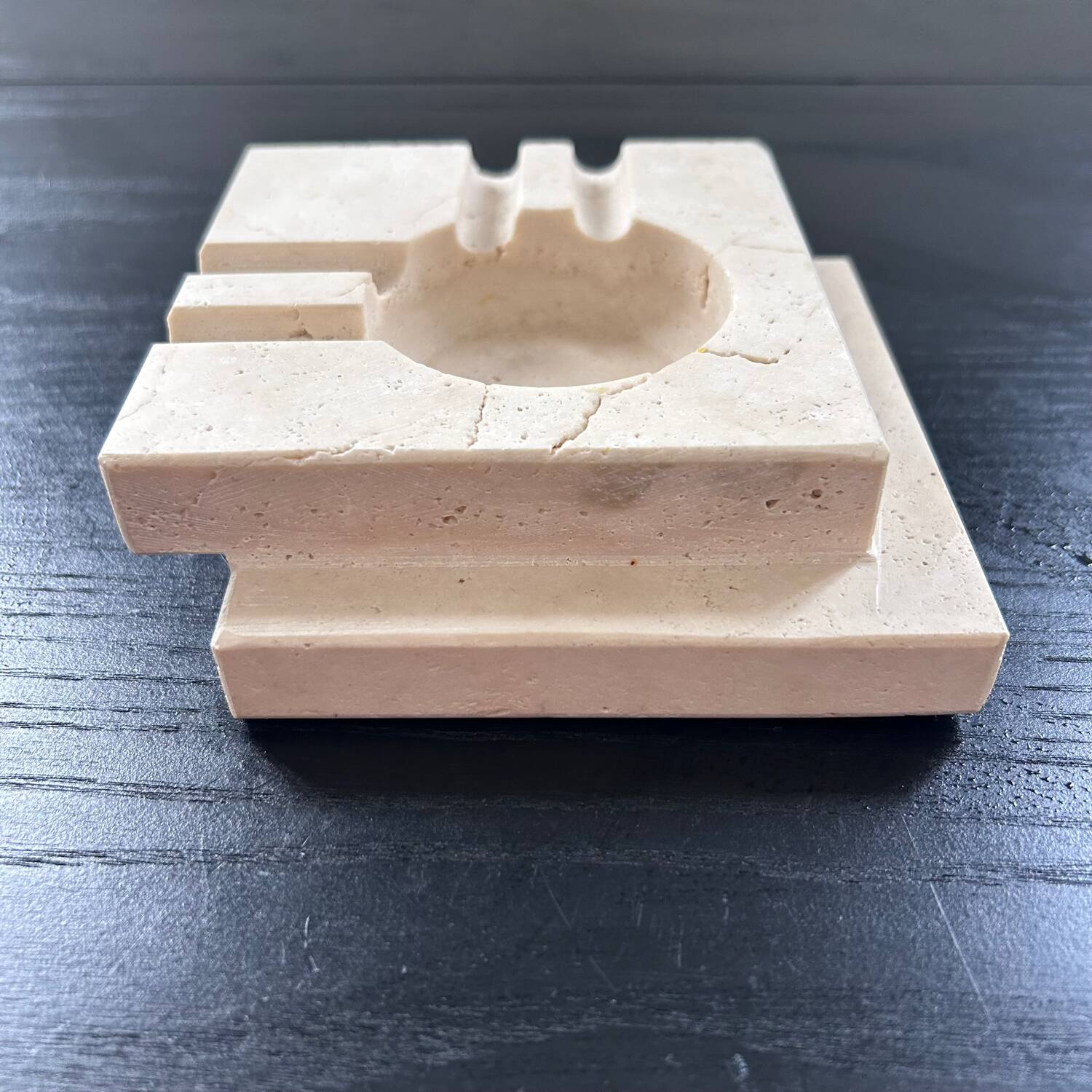 Brutalist Travertine Ashtray