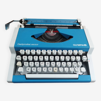 Machine à écrire Olympia Dactymétal Senior Bleue Vintage