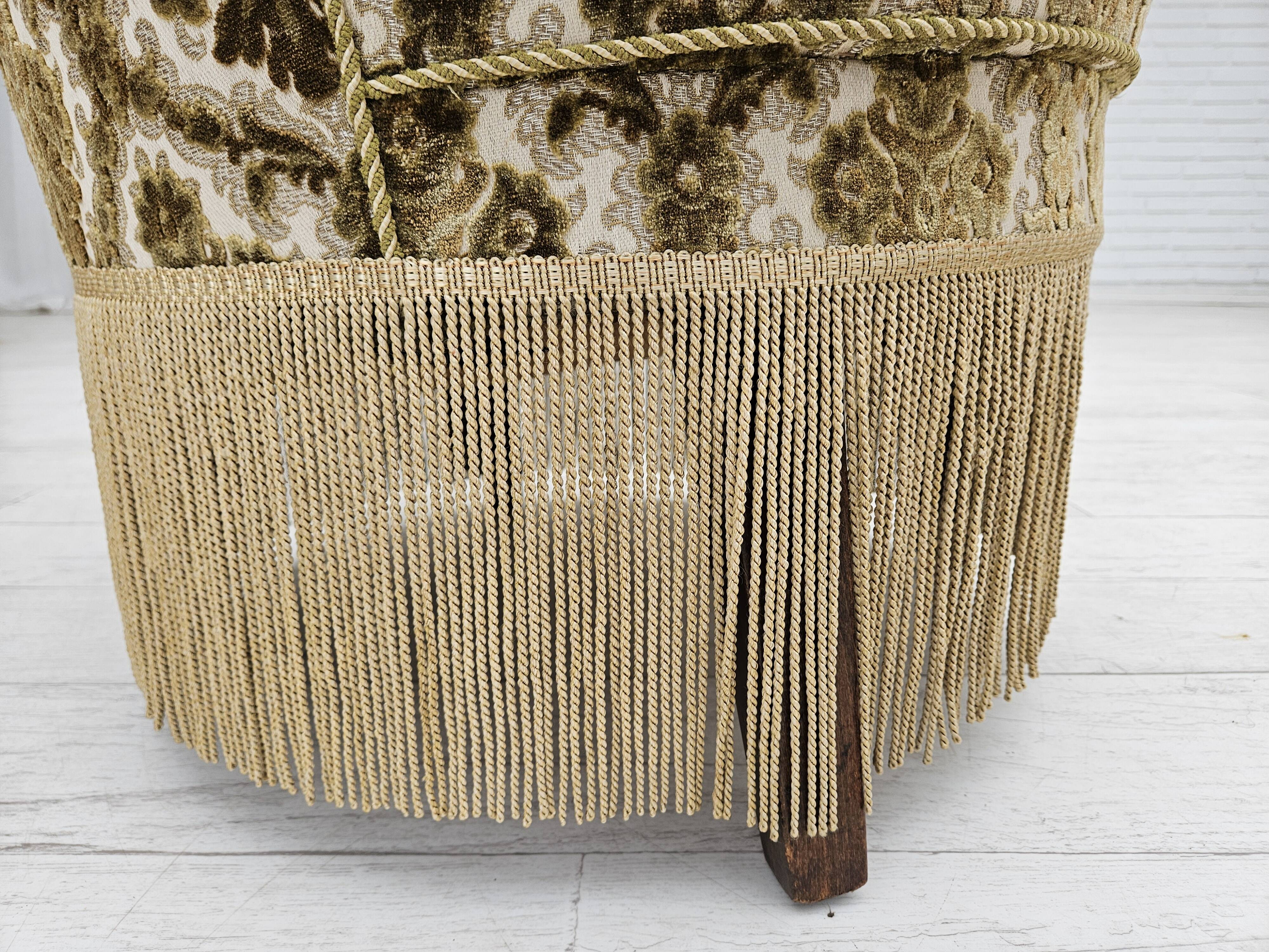 1950s, Danish easy chair, furniture velour, ash wood legs.