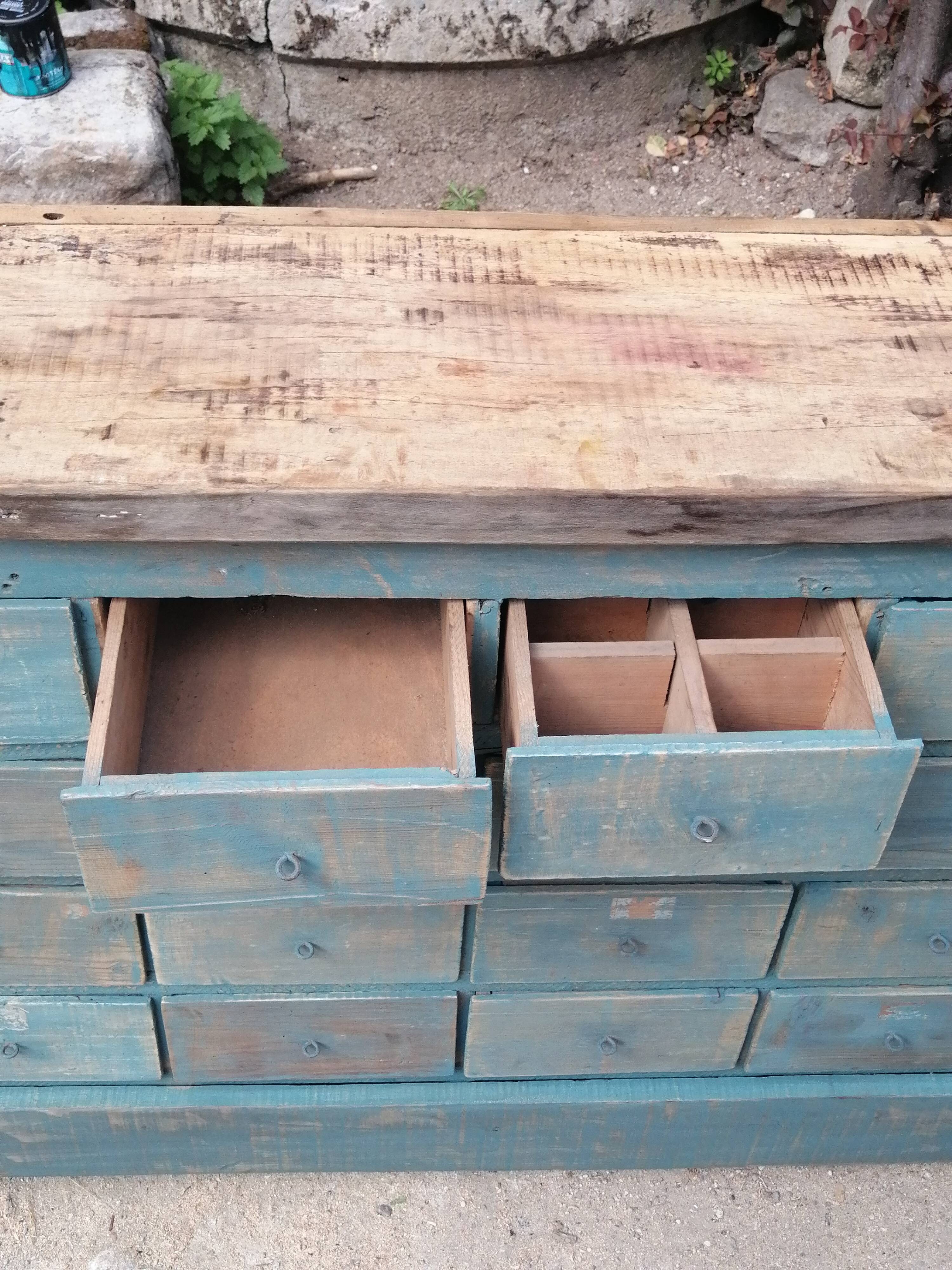 Old wooden workshop furniture