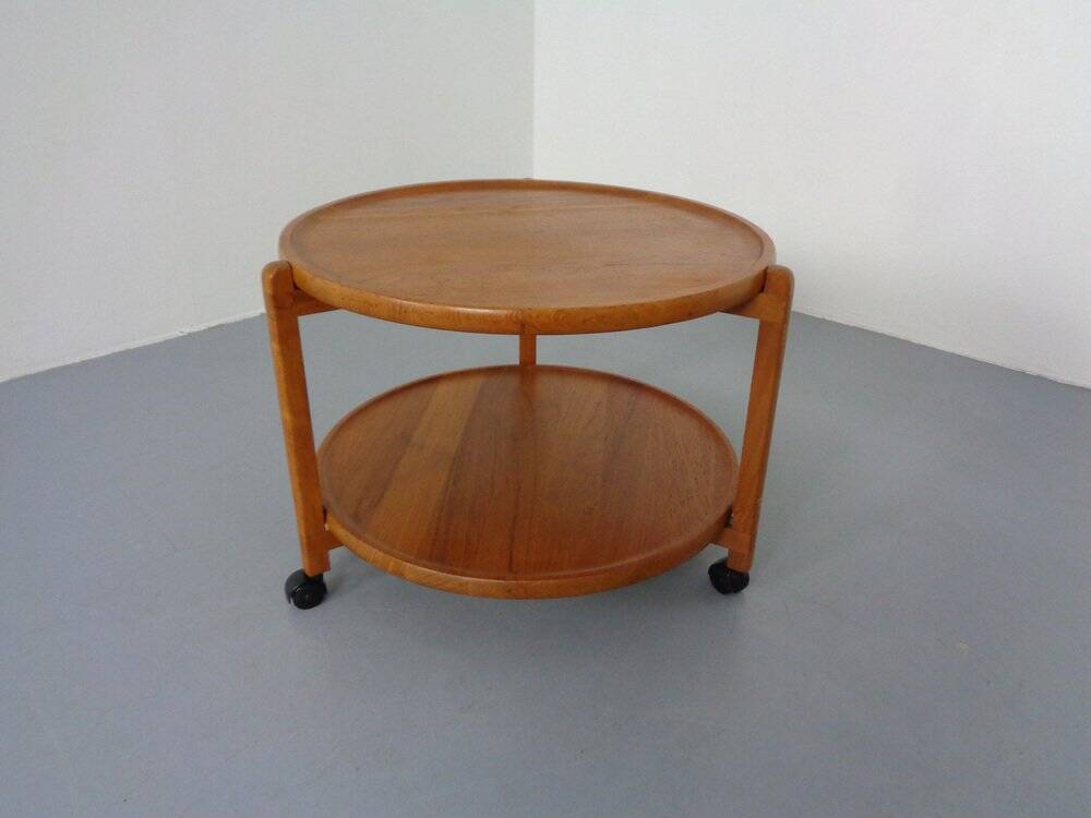 Danish Teak Bar Cart with Removable Tray, 1960s