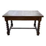 Paneled walnut desk with turned legs, 1900