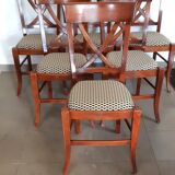 set of 6 recent Restoration style chairs in solid stained beech in excellent condition
