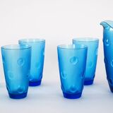 Set of glass and jug, Italian design, 1970s, made in Italy