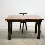 Dining table brutalist chairs in solid wood
