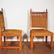 Velvet and carved wood chairs, 70s. Game of 2