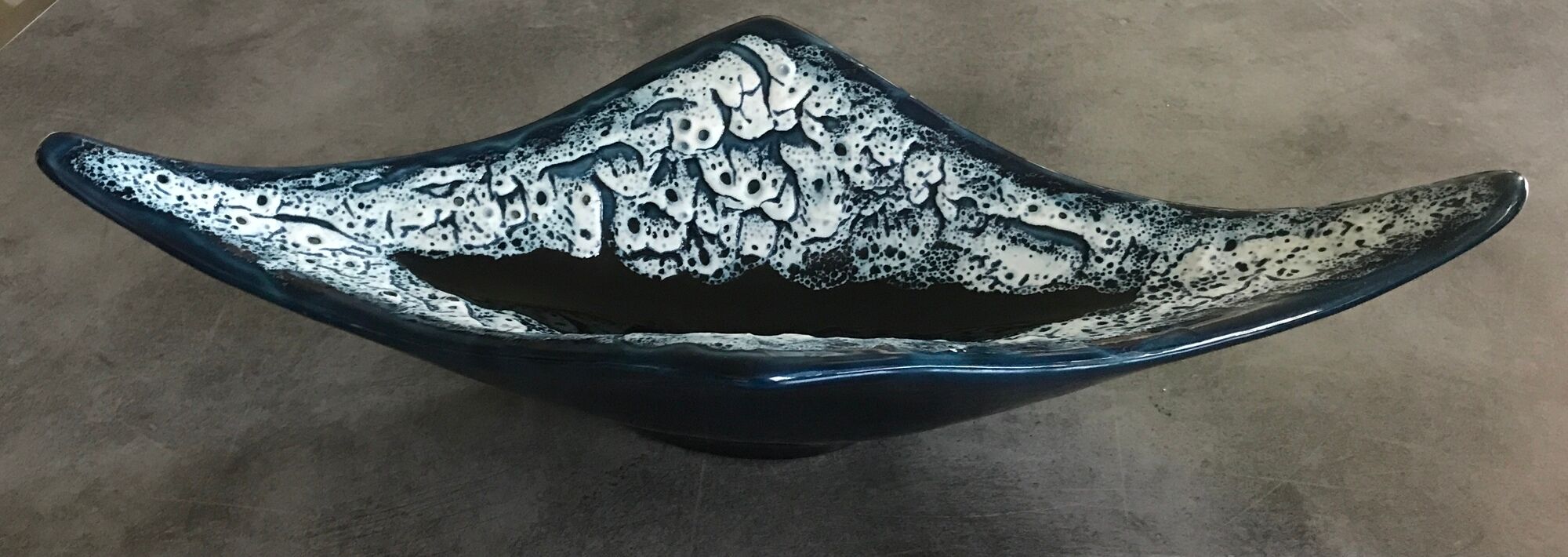 Cut ceramic centerpiece by vallauris fat lava sea foam 55 cm