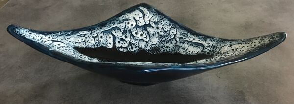Coupe centre de table en céramique de vallauris fat lava écume de mer 55 cm