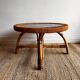 Rattan Bamboo Coffee table Marble top look