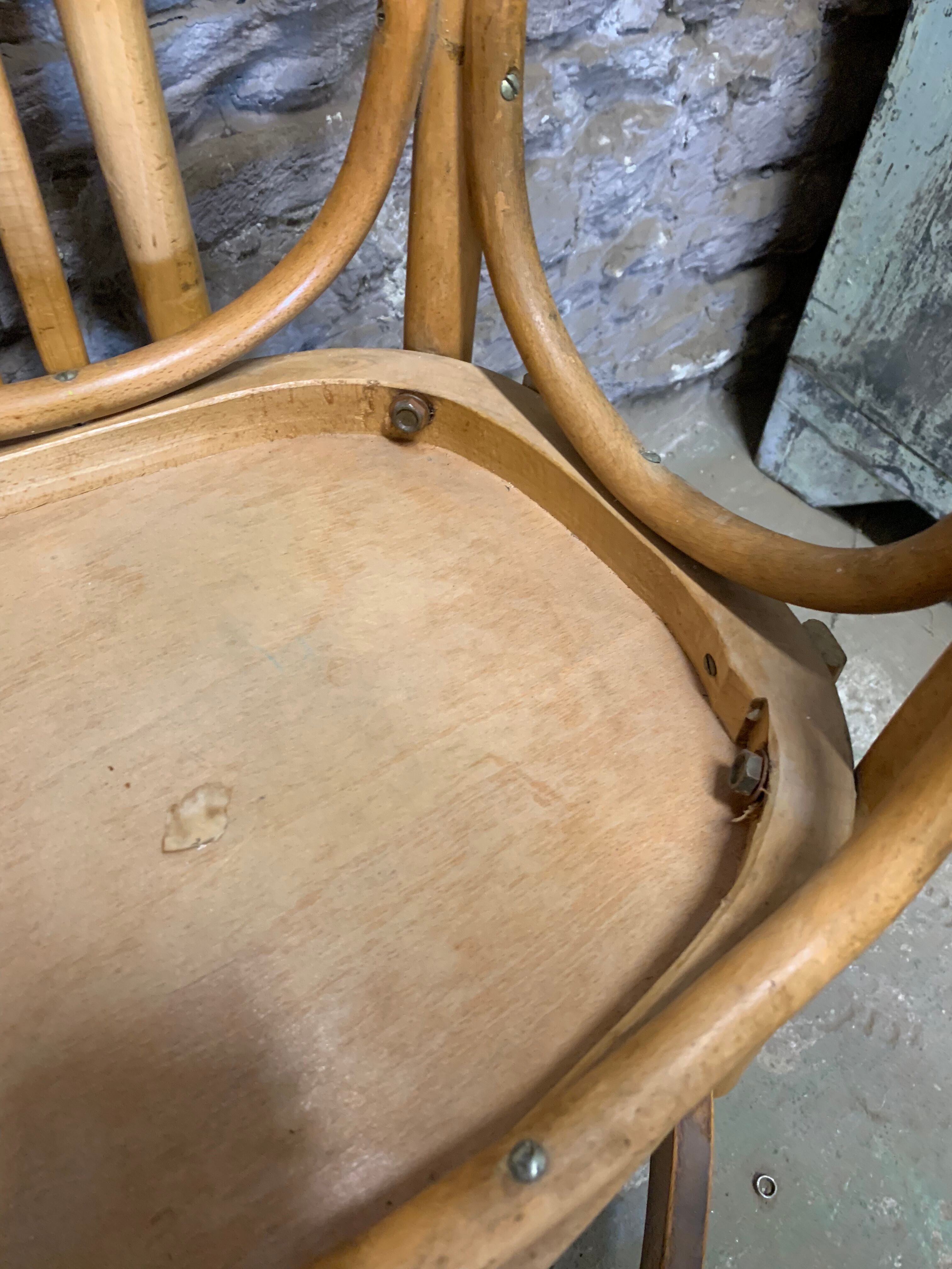 Suite of 6 old bistro chairs from the 1960