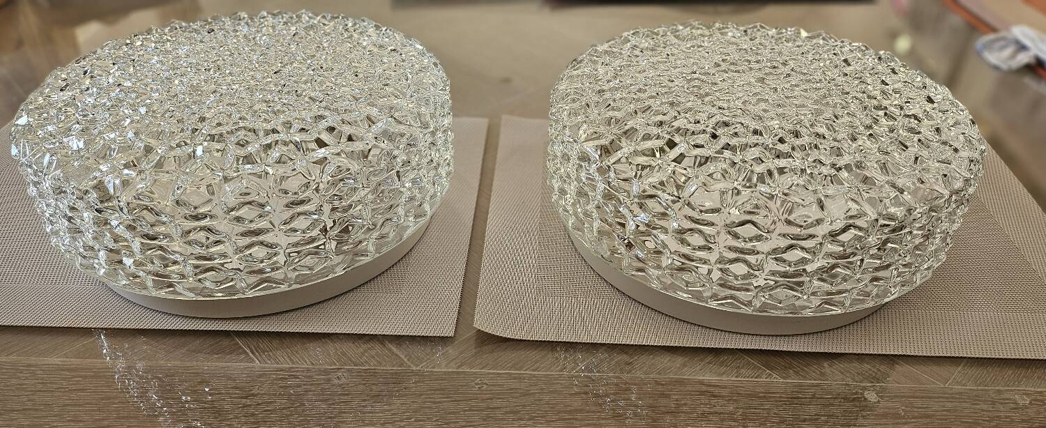 Set of 2 hammered glass ceiling lights
