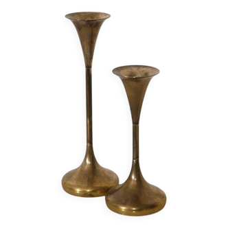 Danish brass candlestick pair from the 1970s.