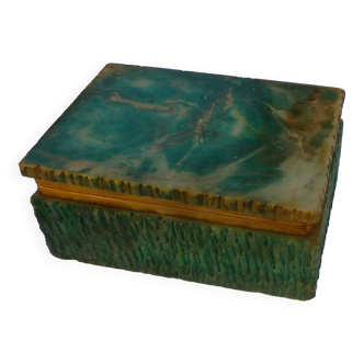 Green onyx marble jewelry box, Italian design 1960s-1970s