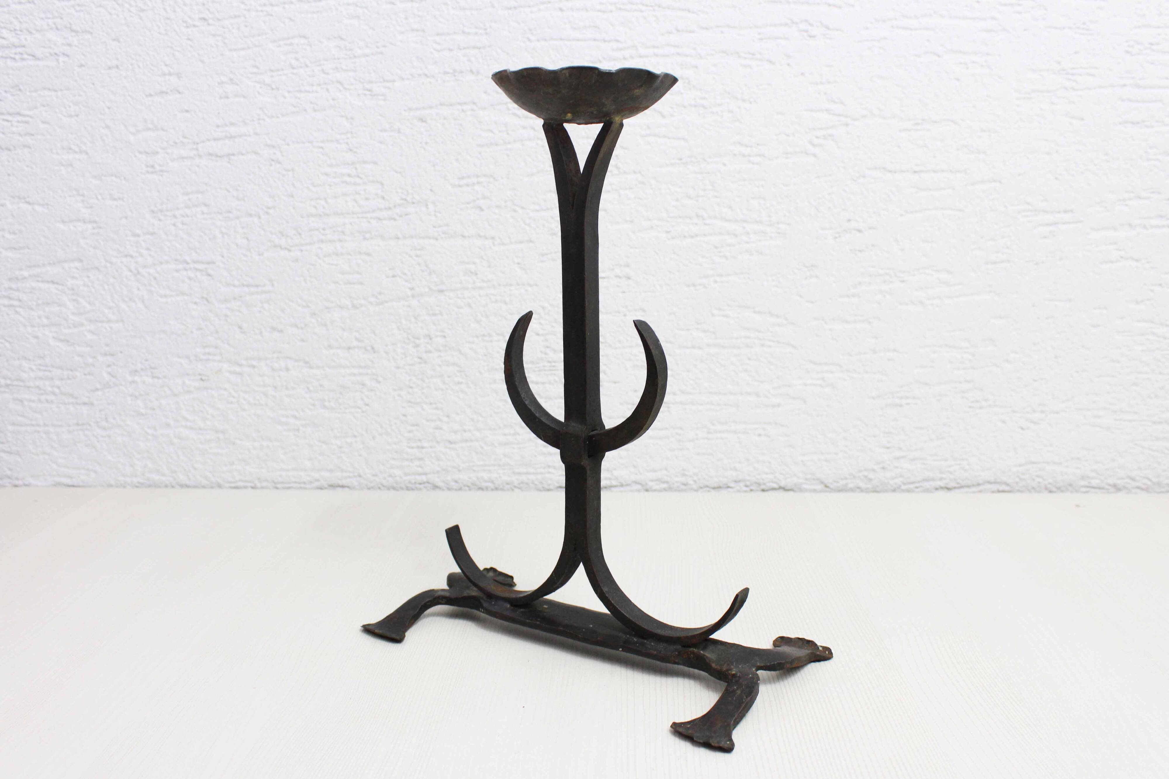 Brutalist iron candle holder 1950