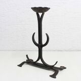 Brutalist iron candle holder 1950