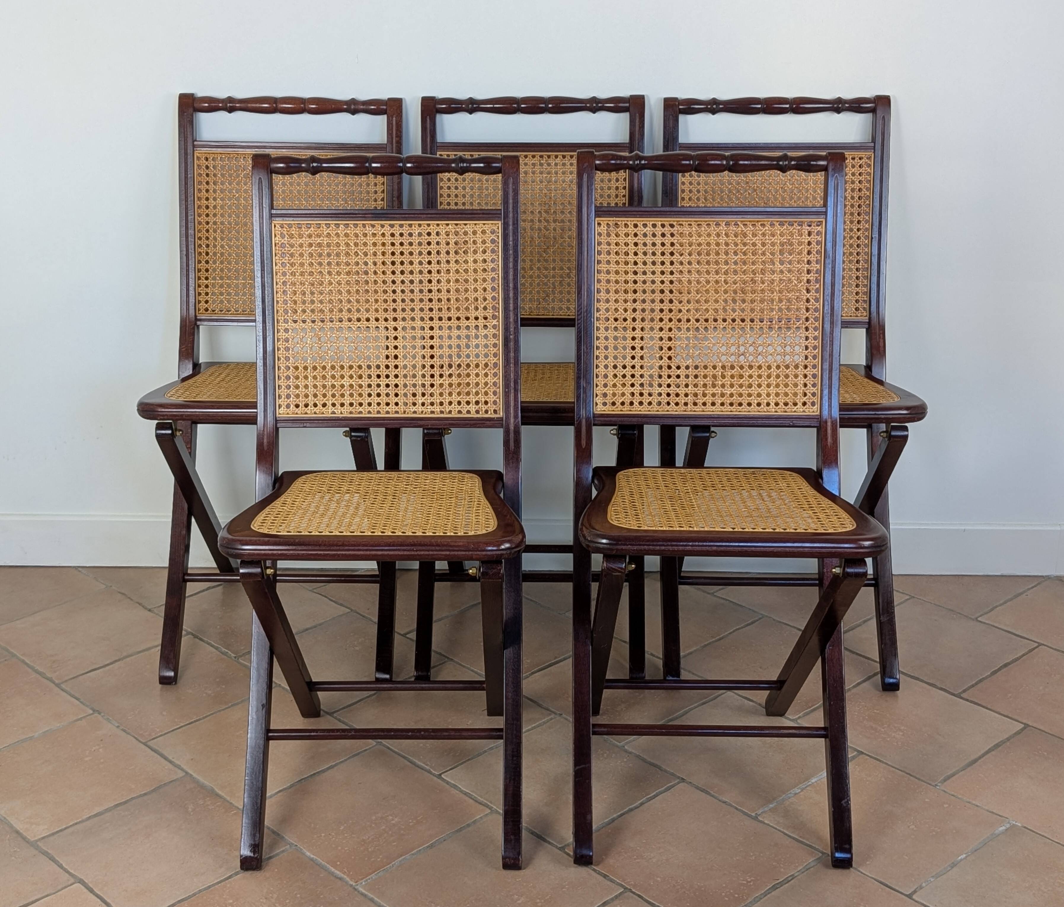 Set of 5 caned chairs