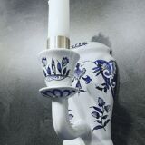 Pair of wall lamps in old Rouen earthenware