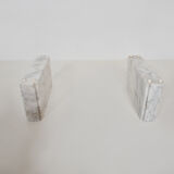 Coffee table in carrara marble and glass