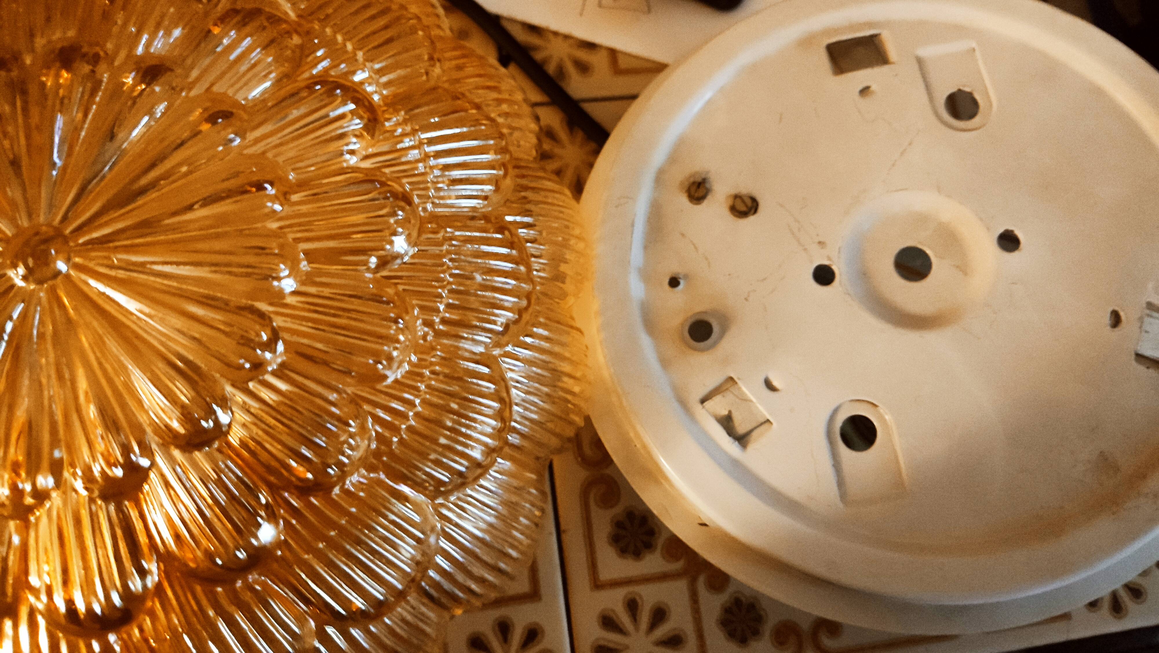 Vintage ceiling light in gold iridescent glass