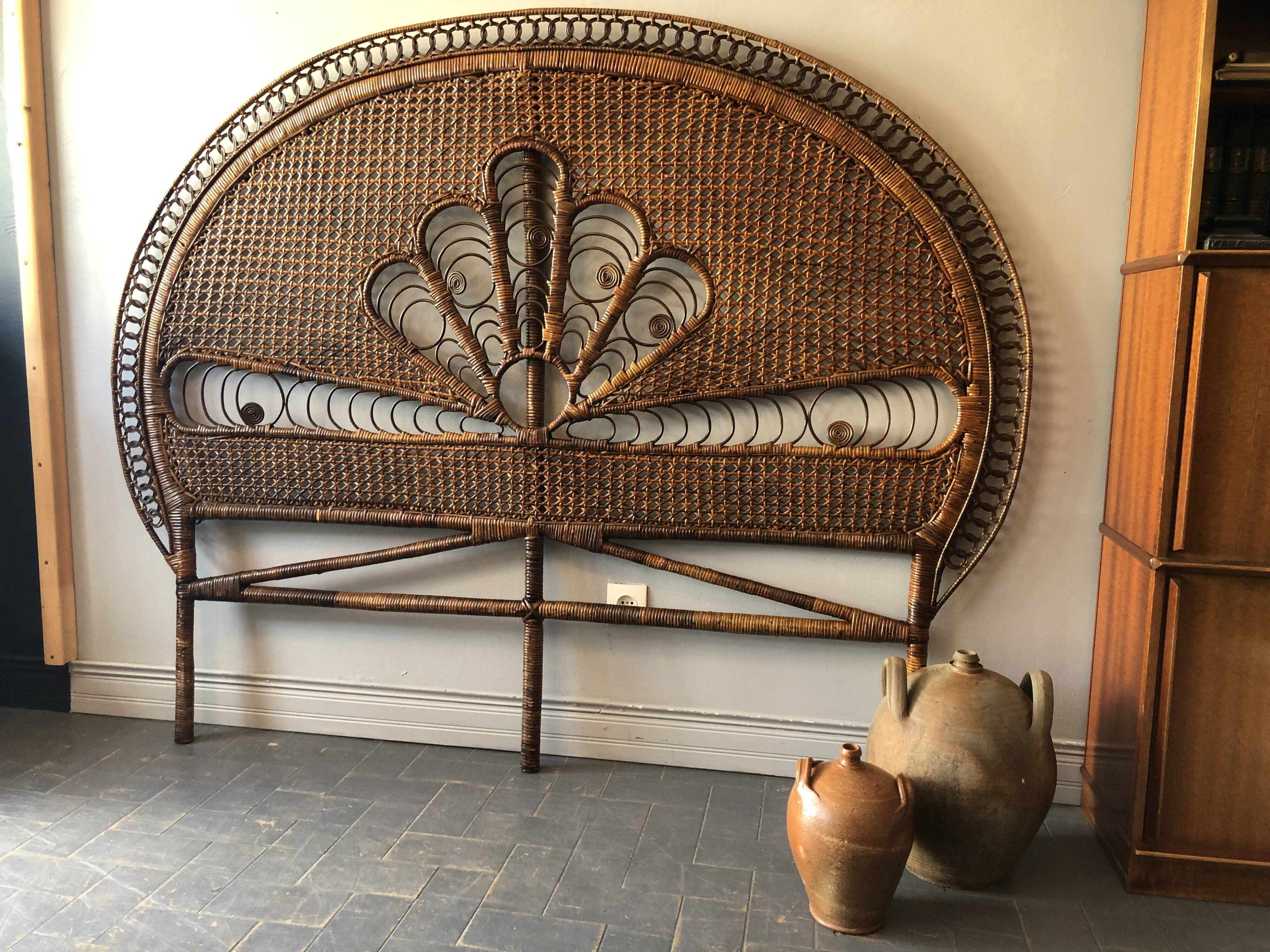 Vintage rattan headboard