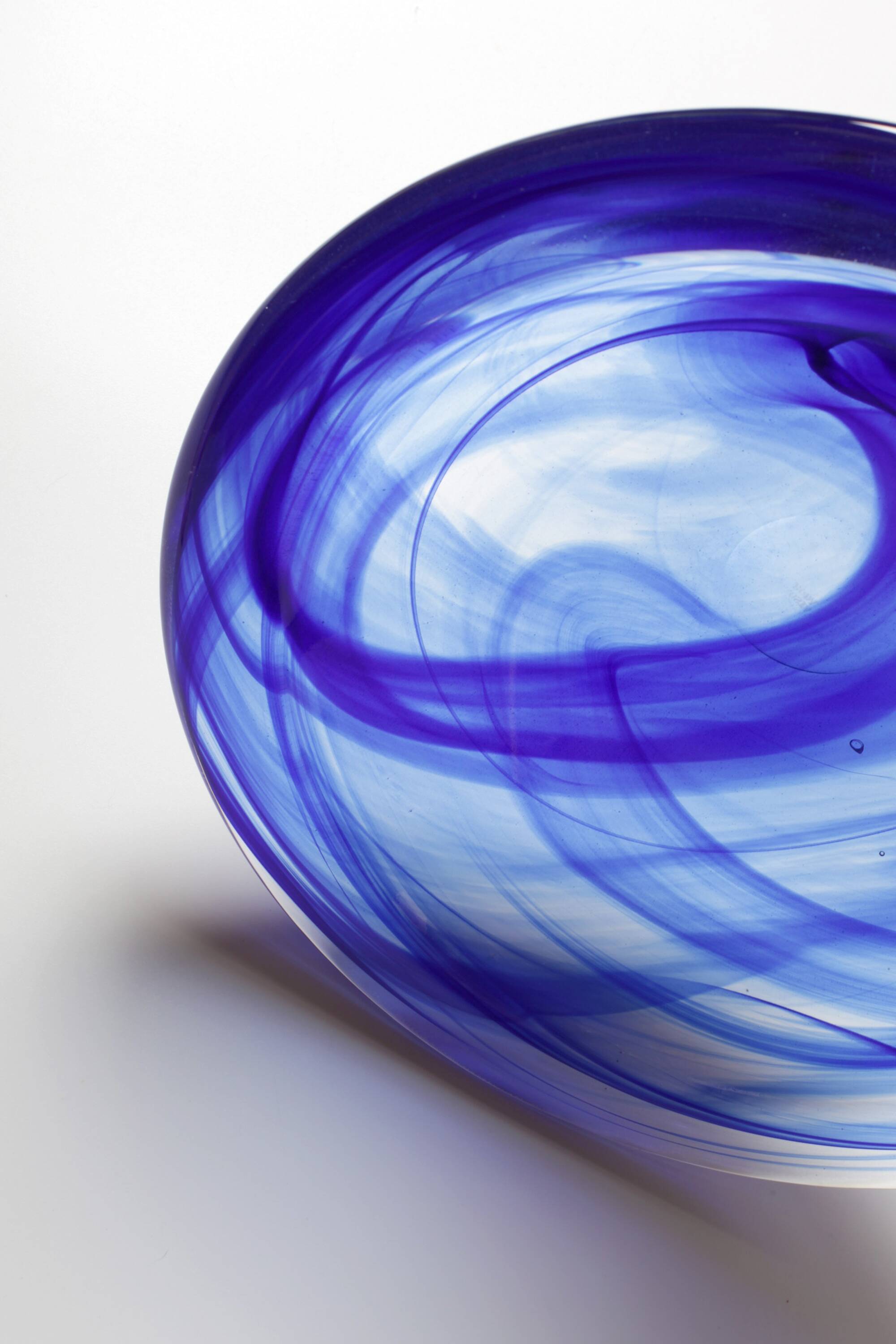 Large Blue Glass Bowl Atoll by Anna Ehrner for Kosta Boda / Sweden / 1990