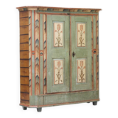Rustic Weathered Farmhouse Folk Art Painted Bridal Cabinet