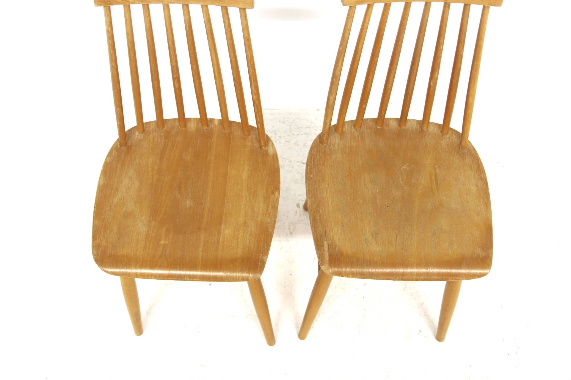 Set of 2 Scandinavian "Pinnstol" chairs in beech, Sweden, 1960