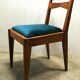 Suite de 6 chaises années 40-50 chêne et velour bleu