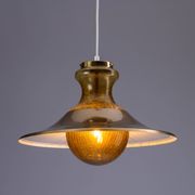 Large glass ‘‘bubble’’ chandelier with brass shade