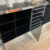 1970s sideboard in chrome and black lacquer