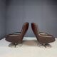Pair of leather swivel armchairs by PEEM, Finland, 1970s