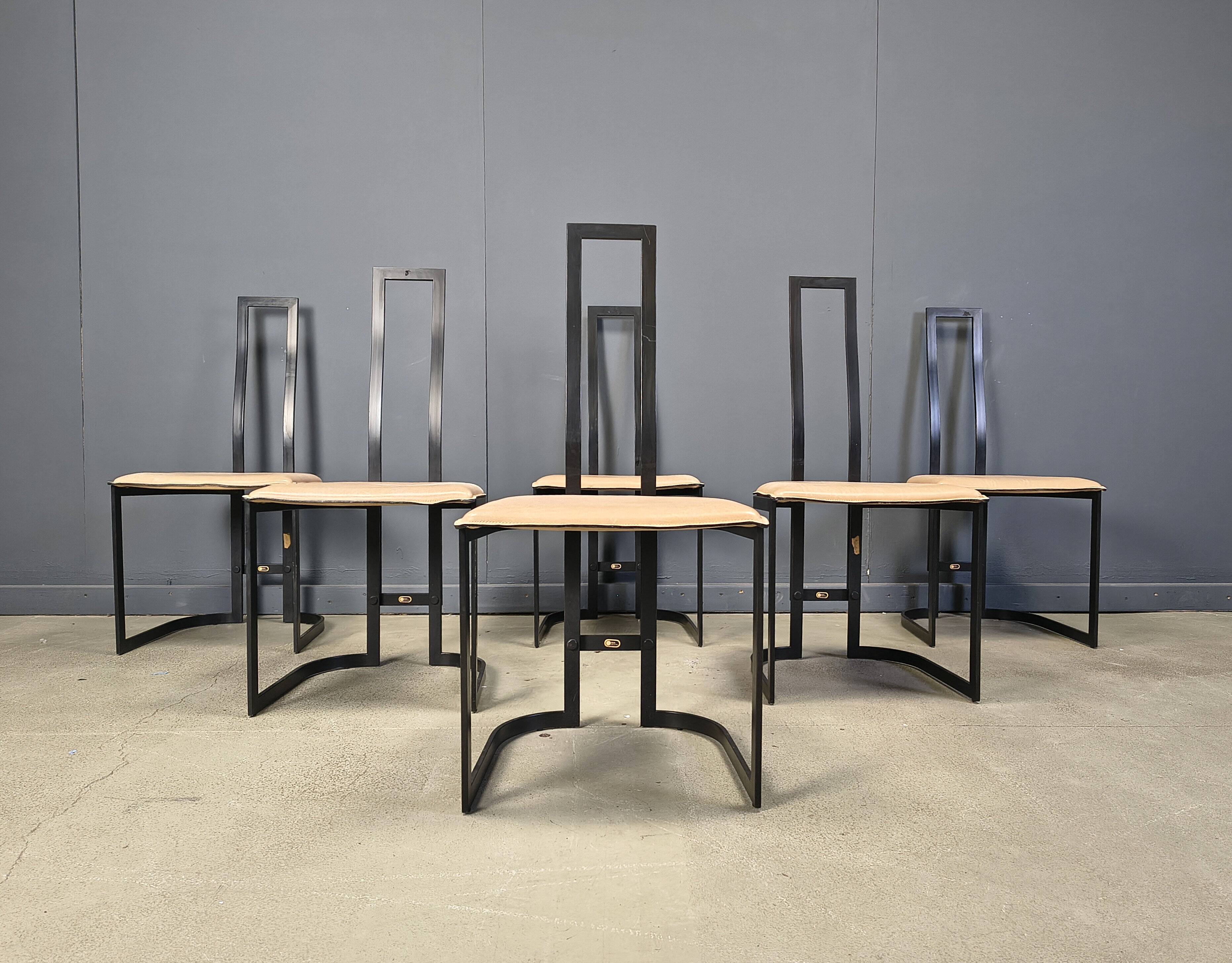 Gastone Rinaldi postmodern dining chairs for Thema Italy, 1980s - set