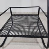 Furniture or side table in black lacquered perforated metal 1950s