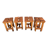 Old rustic vintage brutalist wooden stools