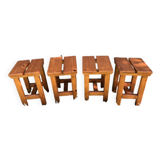 Old rustic vintage brutalist wooden stools