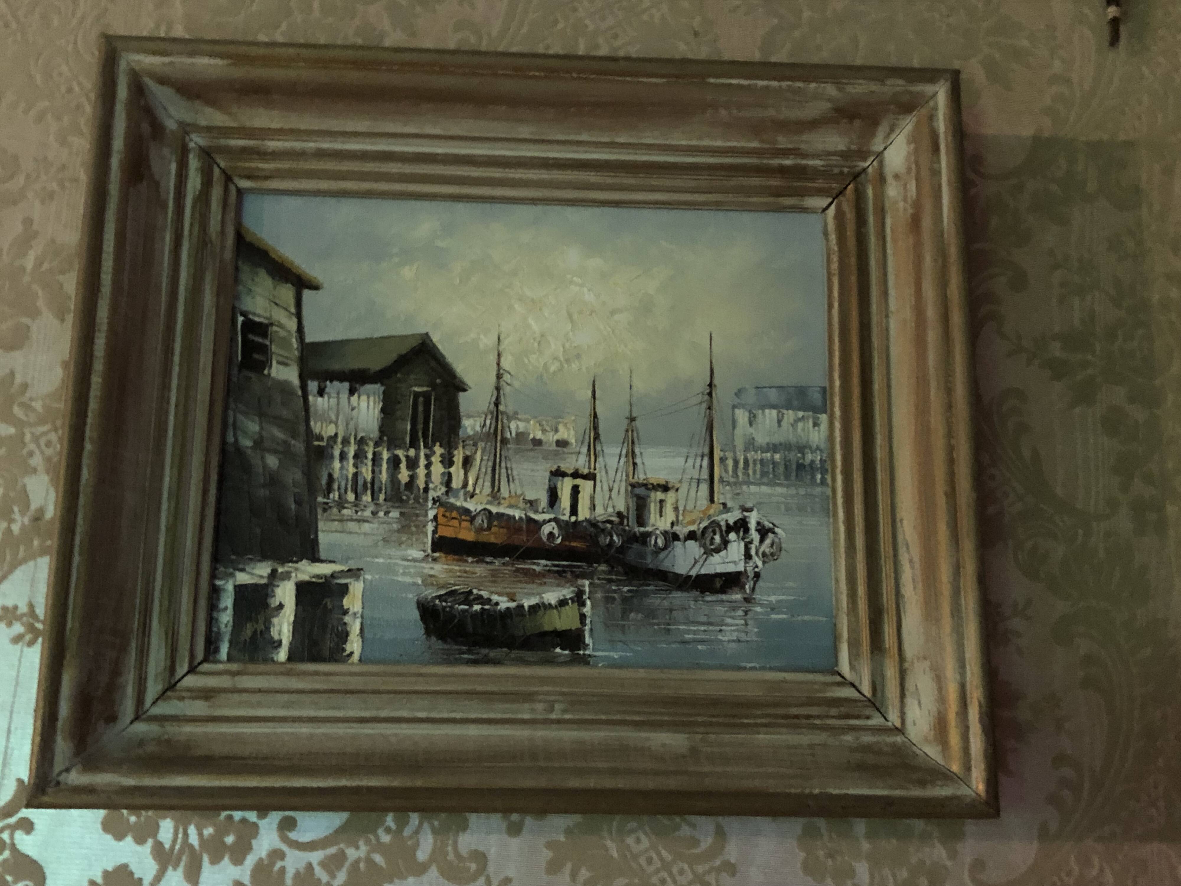 Old fishing port painting