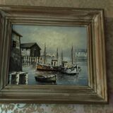 Old fishing port painting