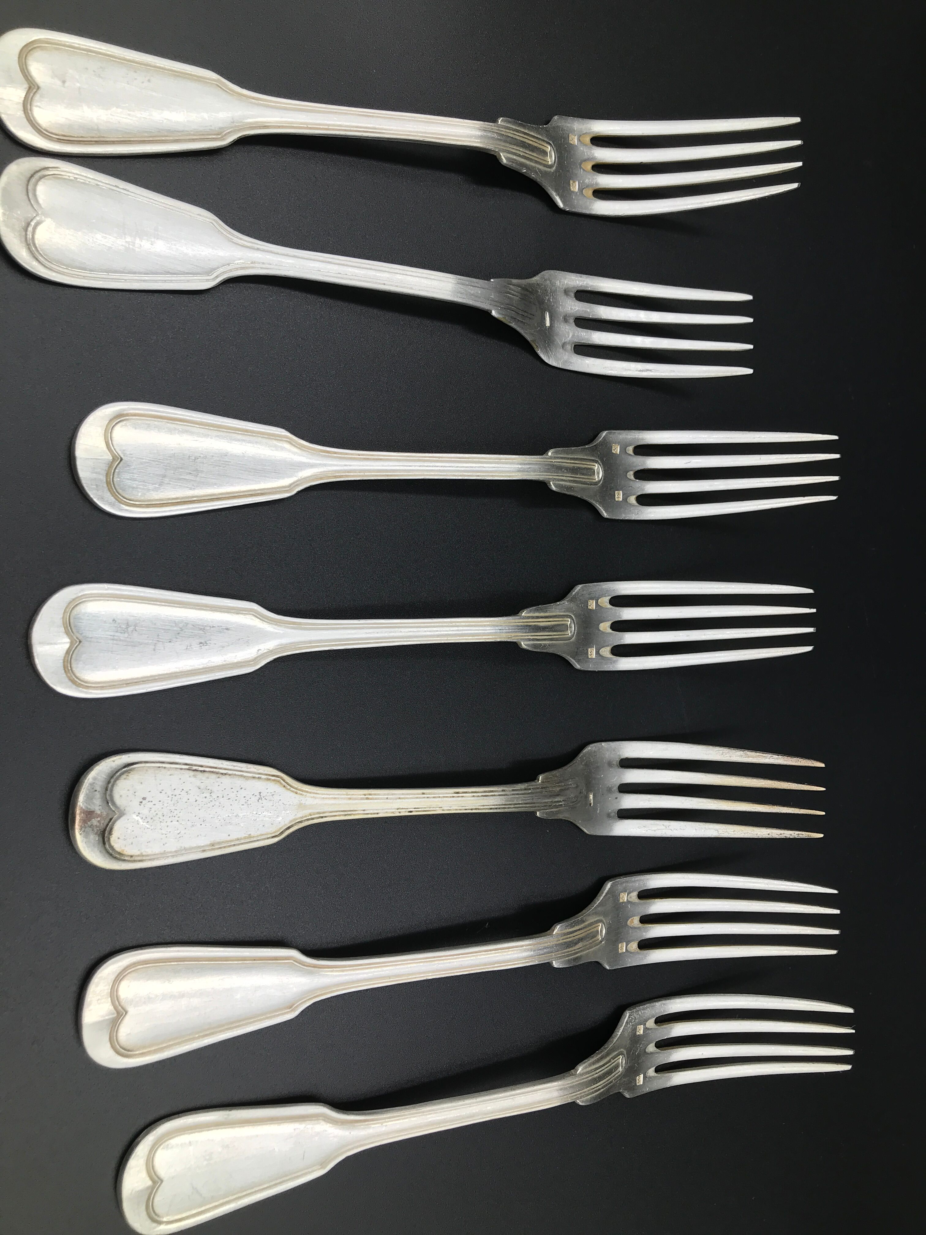 6 vintage metal silver forks
