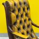 Original English Chesterfield Wingback Chair & Matching Footstool