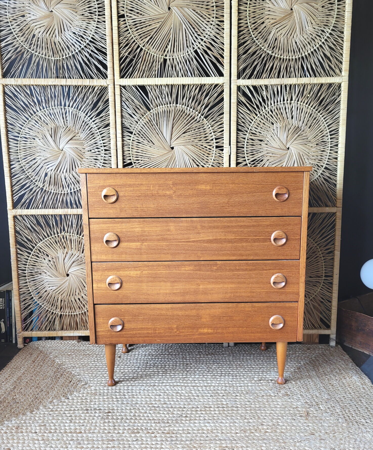 Vintage plated teak chest of drawers