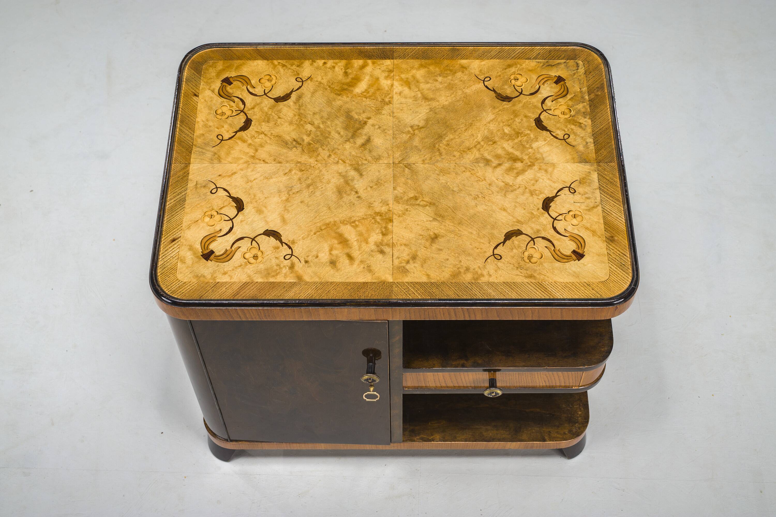 Art Deco Bar Cabinet with Inlays, 1930s